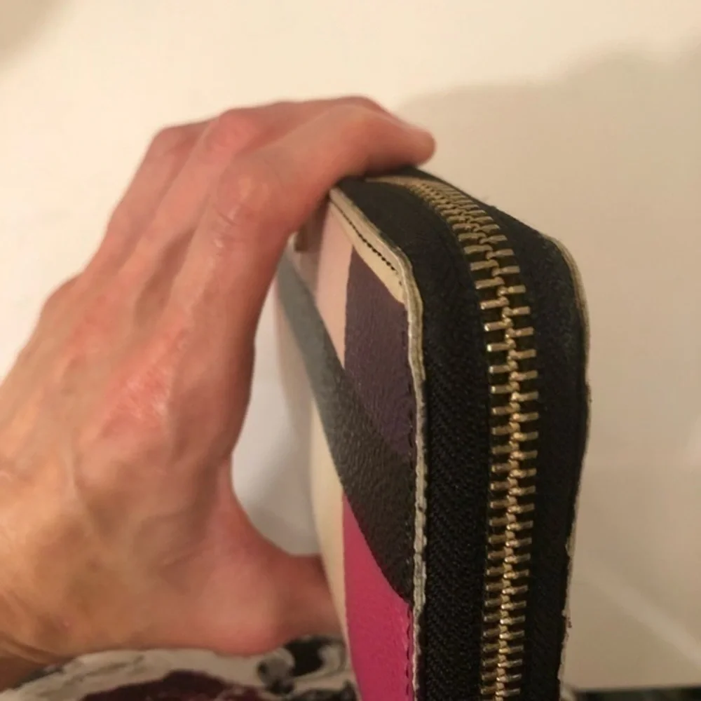Kate spade pink color block clutch wallet